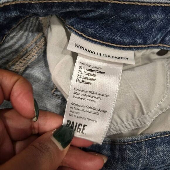 Paige Verdugo Ultra Skinny Jeans Women's 29 Blue‎ Denim Distressed Retro Stretch - Picture 5 of 6